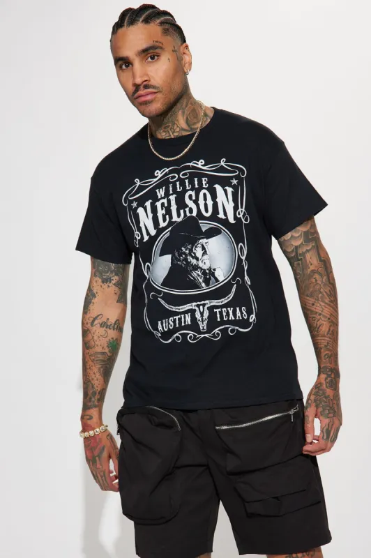 Willie Nelson Short Sleeve Tee - Black sold by Fashion Nova