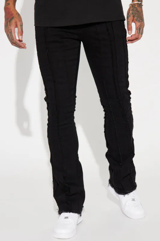 Fray Down Stacked Skinny Flare Jeans - Black sold by Fashion Nova