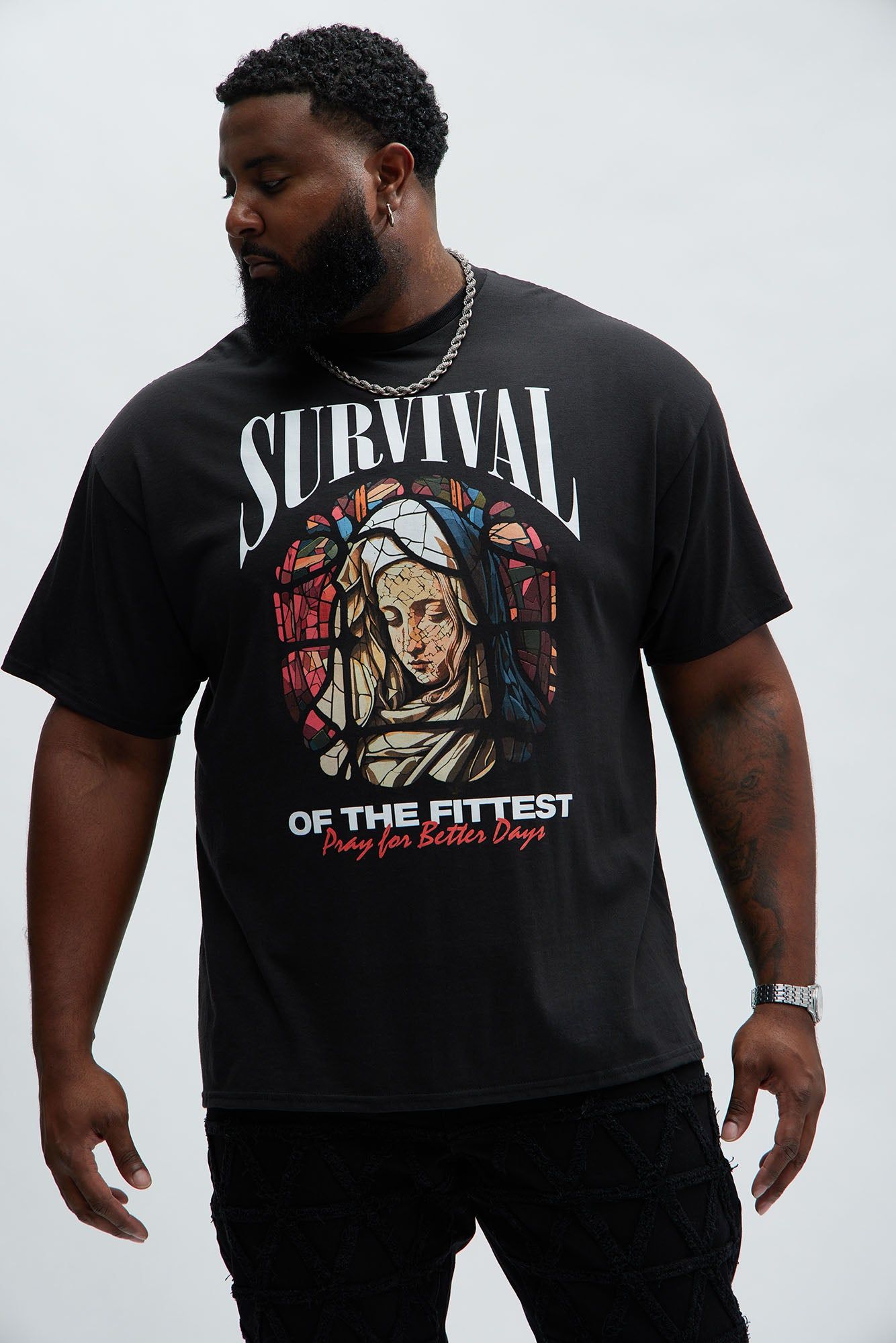 Survival Saint Short Sleeve Tee - Black sold by Fashion Nova product image thumbnail 4