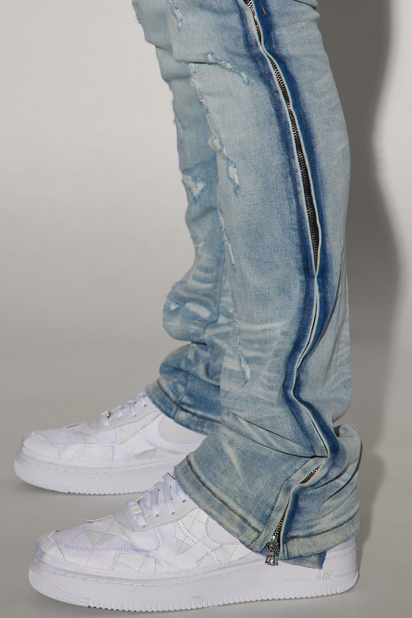 Zip All The Way Stacked Skinny Flare Jeans - Light Wash sold by Fashion Nova product image thumbnail 4