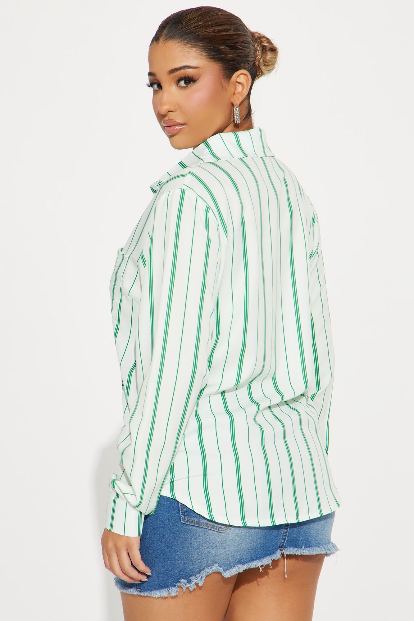 Kelly Striped Shirt - Green/combo sold by Fashion Nova product image thumbnail 3