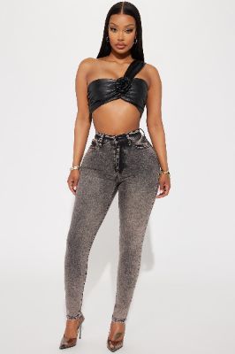 Raquel Sculpting Stretch Skinny Jeans - Acid Wash Black made by Fashion Nova