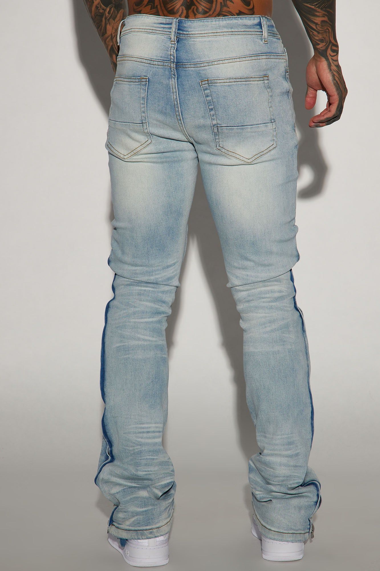 Zip All The Way Stacked Skinny Flare Jeans - Light Wash sold by Fashion Nova product image thumbnail 5