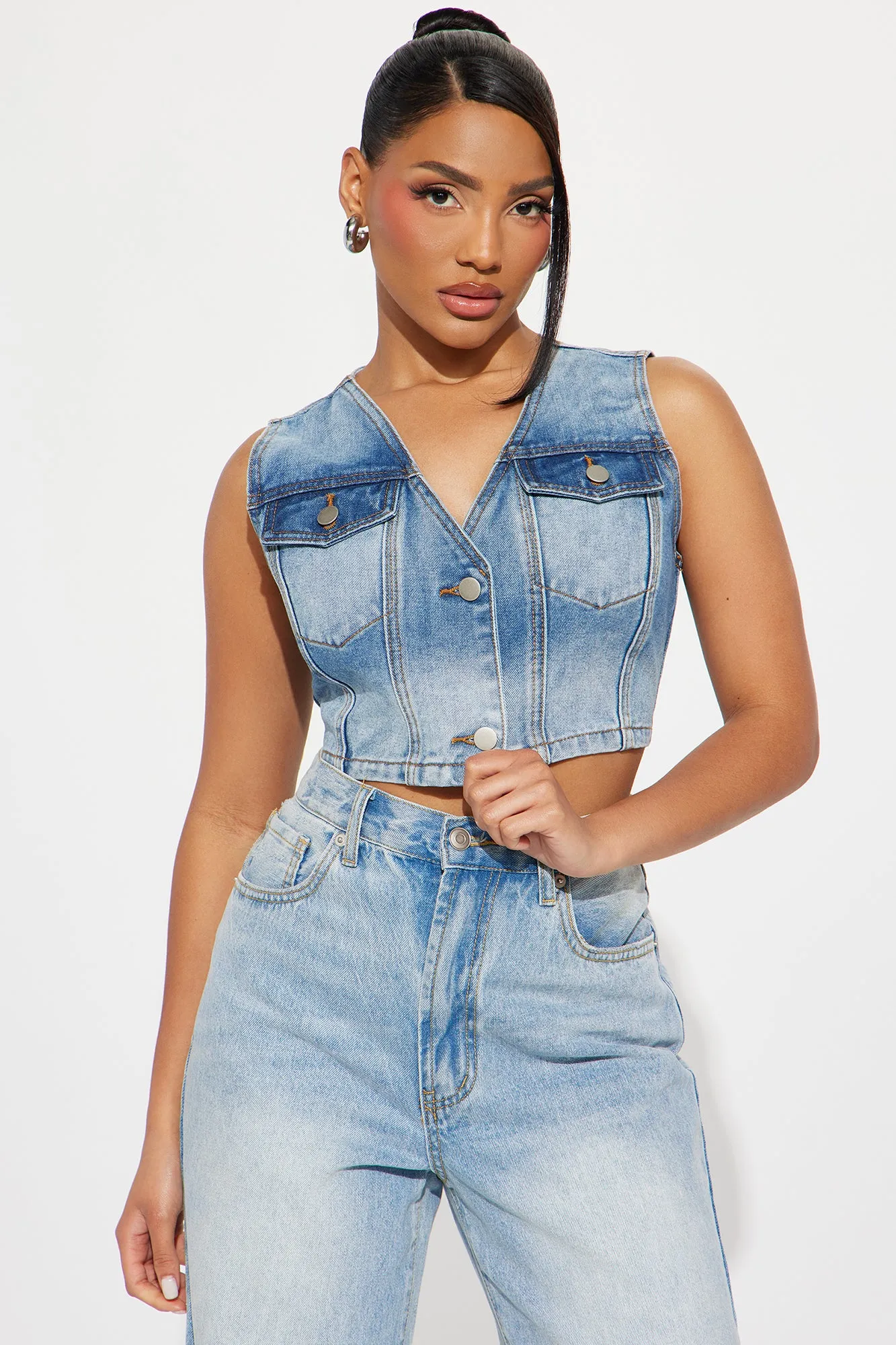 All I Need Denim Vest Top - Medium Wash sold by Fashion Nova