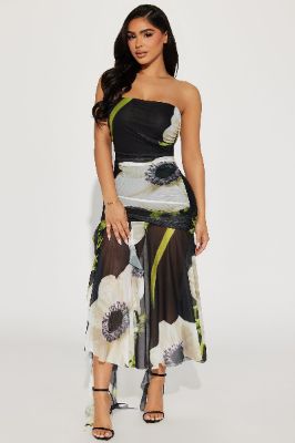 Clara Mesh Maxi Dress - Black/combo sold by Fashion Nova