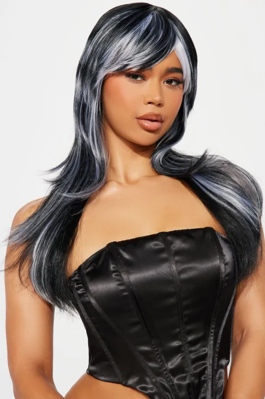 Undercover Babe Costume Wig - Black/White sold by Fashion Nova