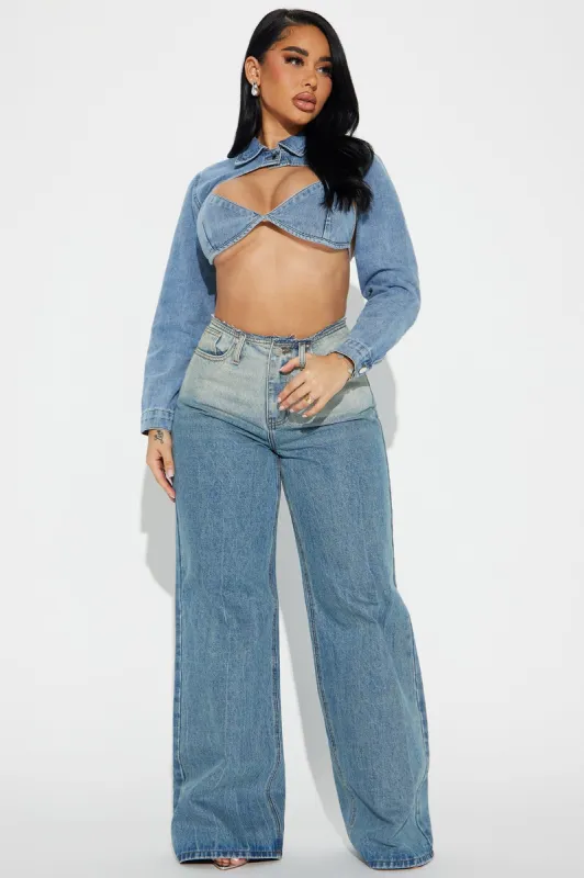 Facing The Facts Cut Off Waistband Jeans - Medium Wash sold by Fashion Nova