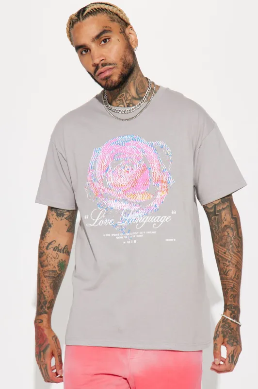 Love Language Short Sleeve Tee - Grey sold by Fashion Nova