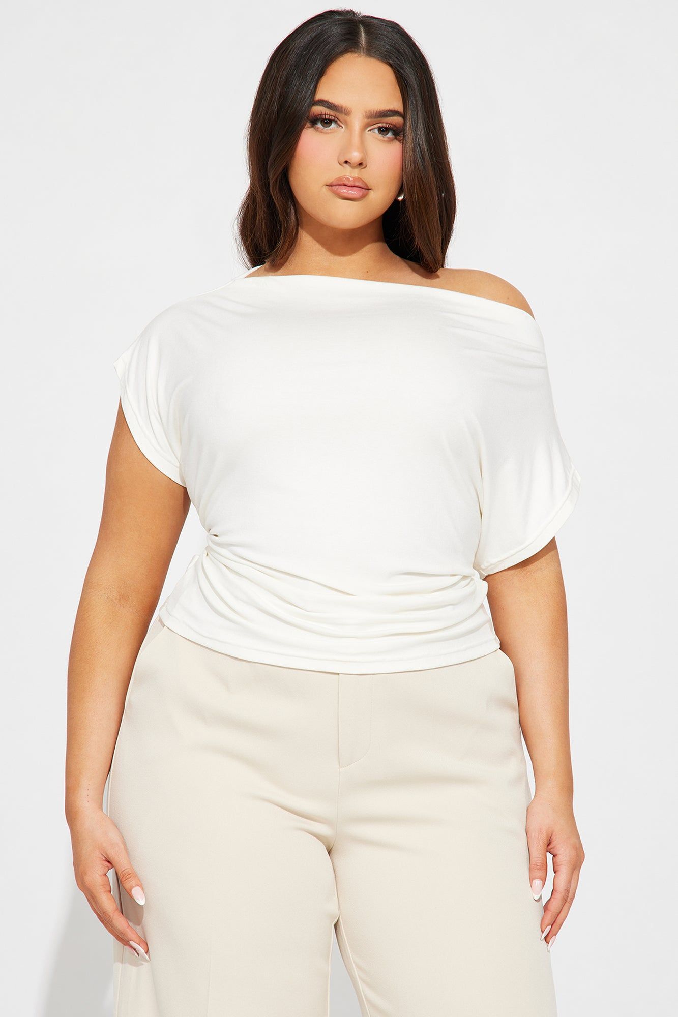 Eva Effortless One Shoulder Top - Ivory sold by Fashion Nova product image thumbnail 4