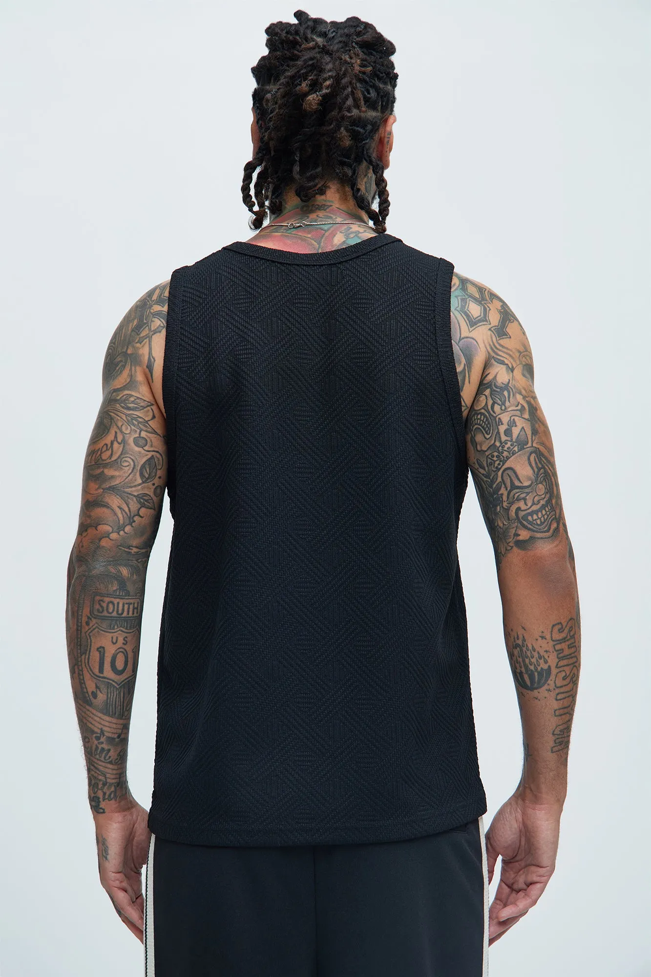 Burley Geo Textured Relaxed Tank - Black sold by Fashion Nova product image thumbnail 3