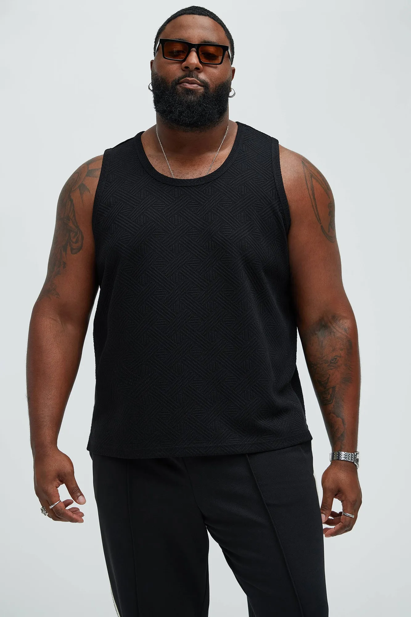 Burley Geo Textured Relaxed Tank - Black sold by Fashion Nova product image thumbnail 5