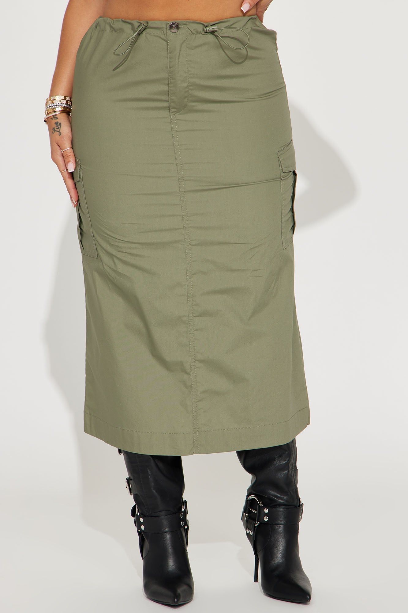Jeanette Cargo Midi Skirt - Olive sold by Fashion Nova product image thumbnail 2