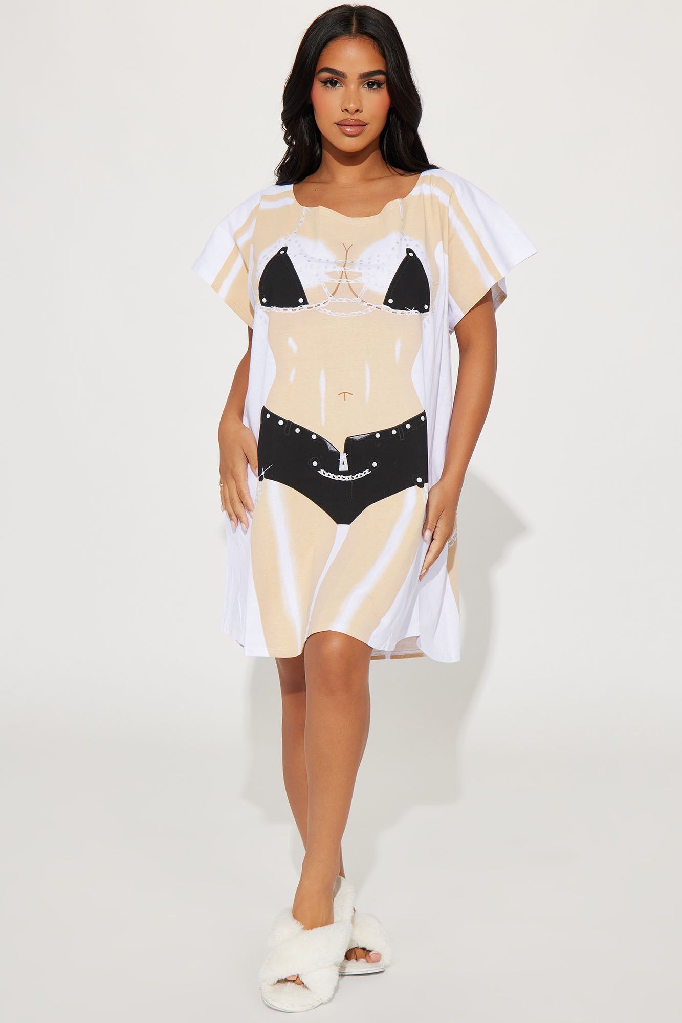 Hottie With A Body PJ Sleep Shirt - Black/combo sold by Fashion Nova product image thumbnail 2