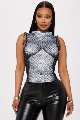 Different Dimension Rhinestone Top - Black sold by Fashion Nova