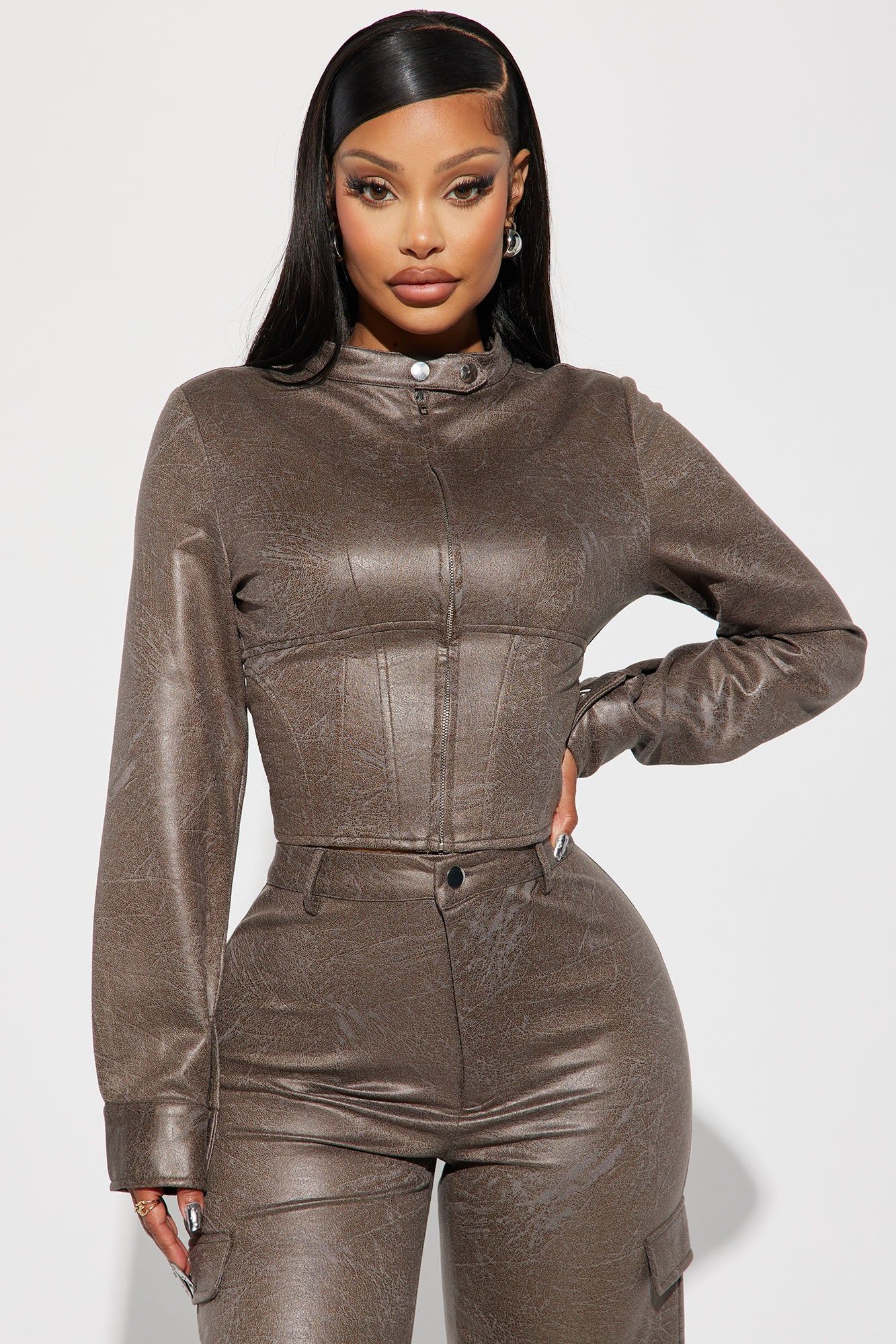 Cool Day Faux Suede Pant Set - Olive sold by Fashion Nova product image thumbnail 2