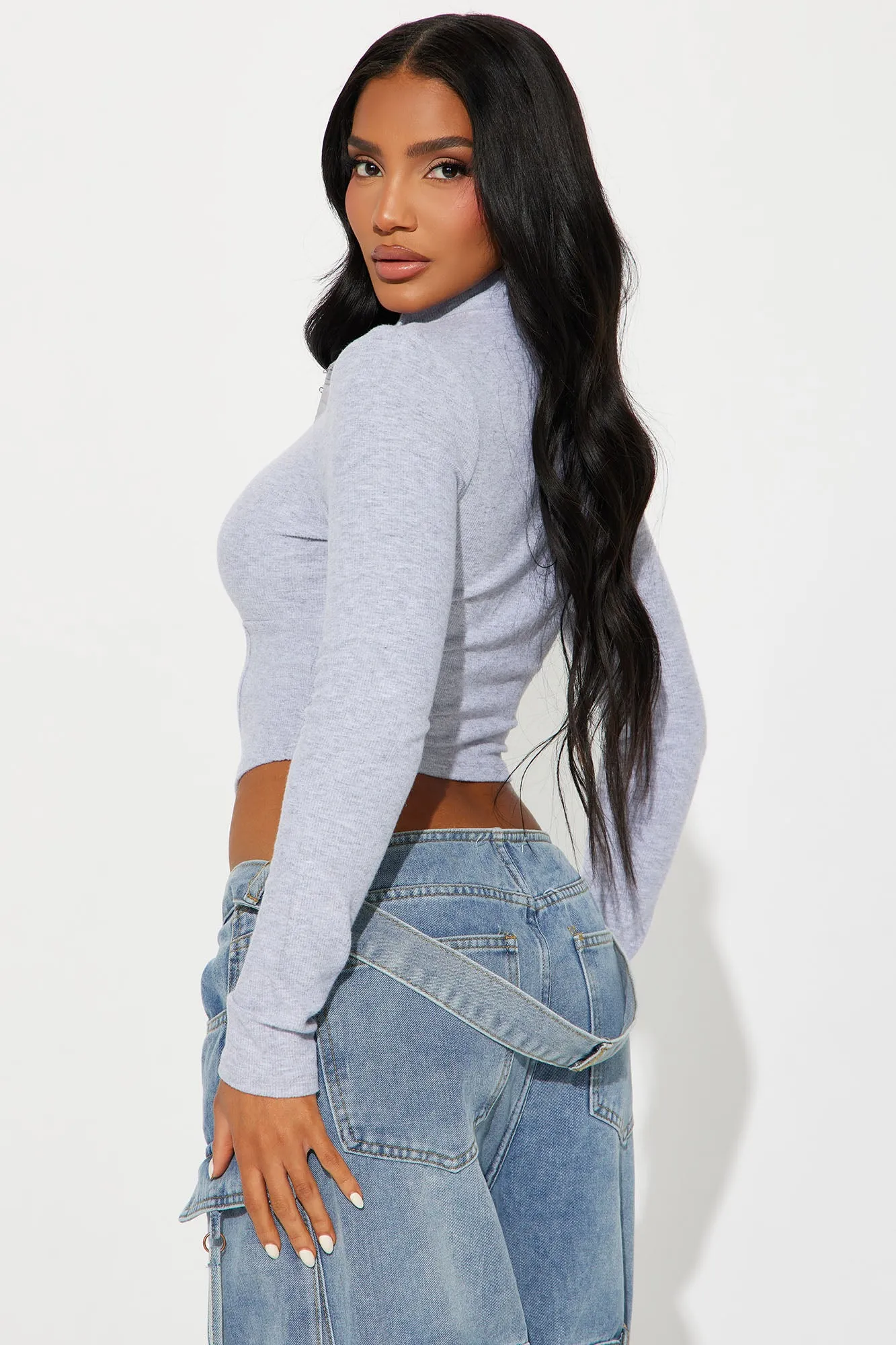 Jolene Long Sleeve Top - Heathered Grey sold by Fashion Nova product image thumbnail 4