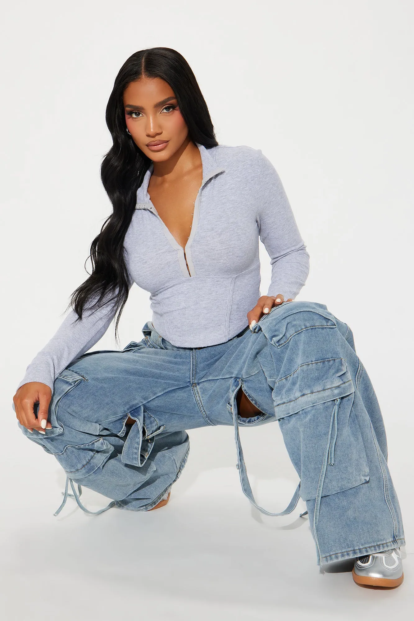 Jolene Long Sleeve Top - Heathered Grey sold by Fashion Nova product image thumbnail 3