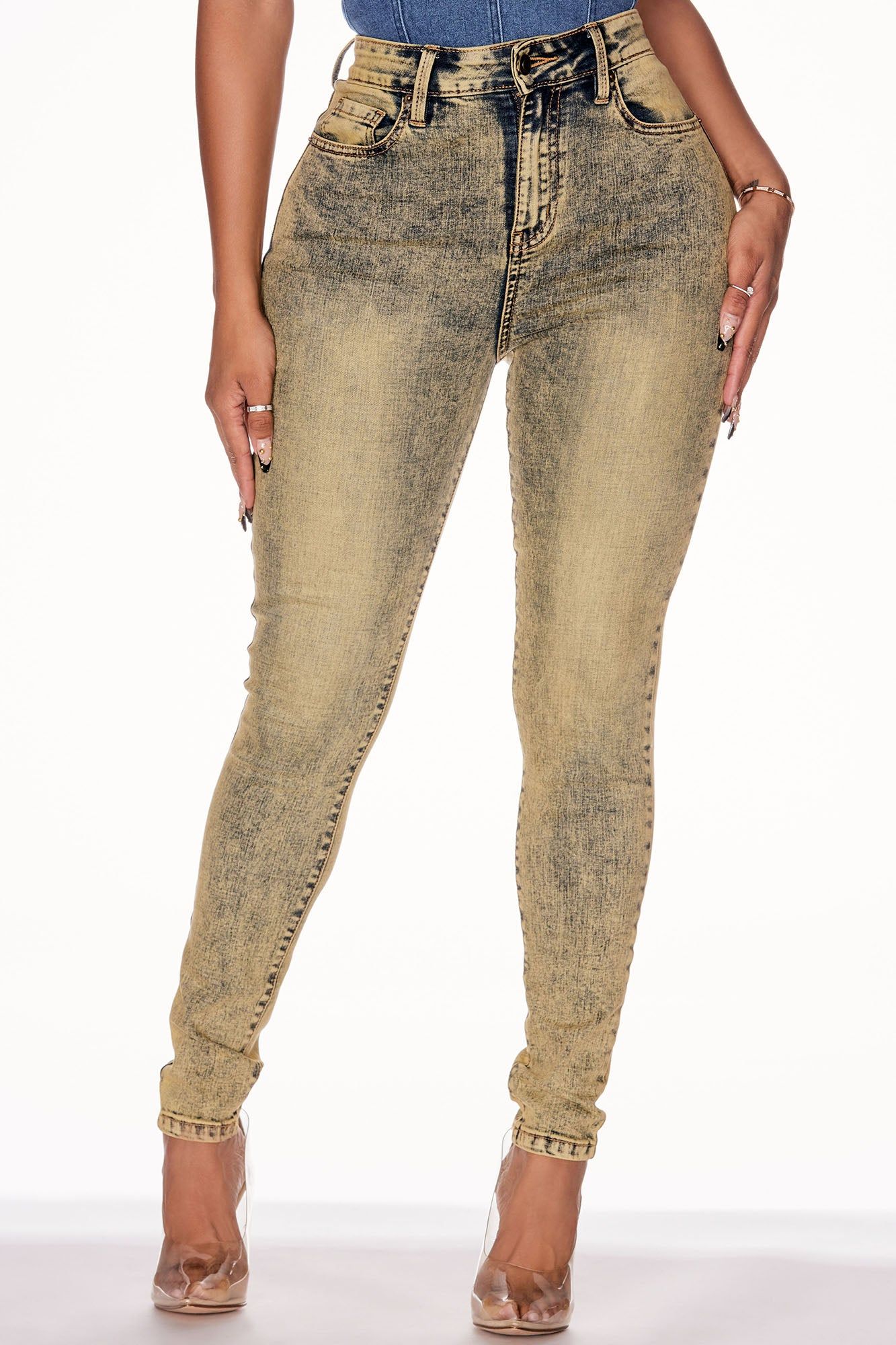 It's Giving High Stretch Curvy Skinny Jeans - Yellow sold by Fashion Nova product image thumbnail 2