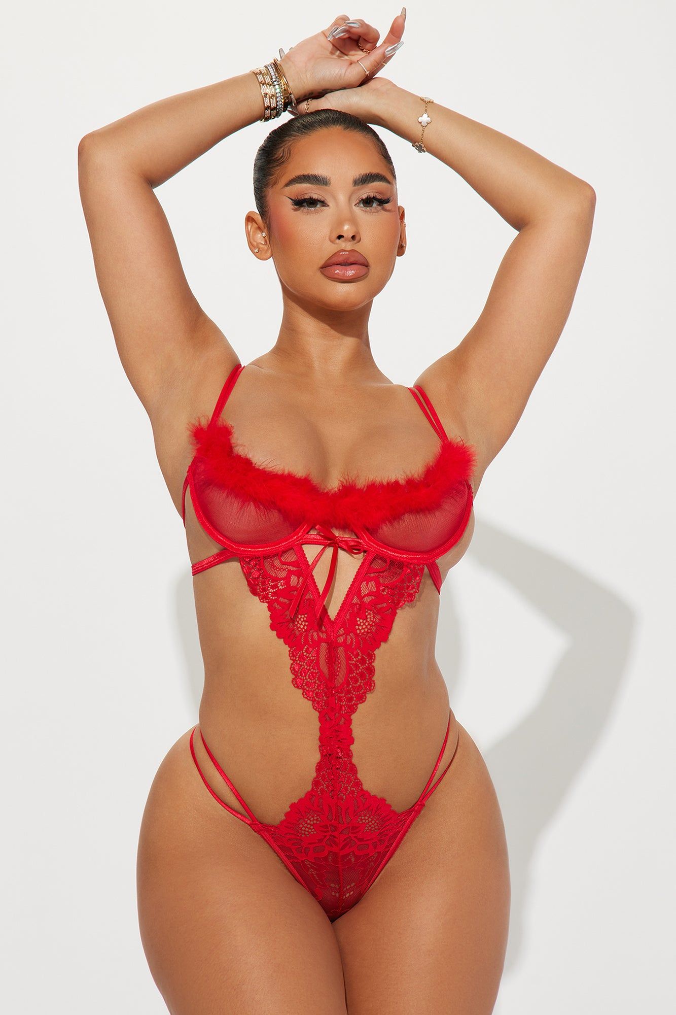 At Midnight Lace Teddy - Red sold by Fashion Nova