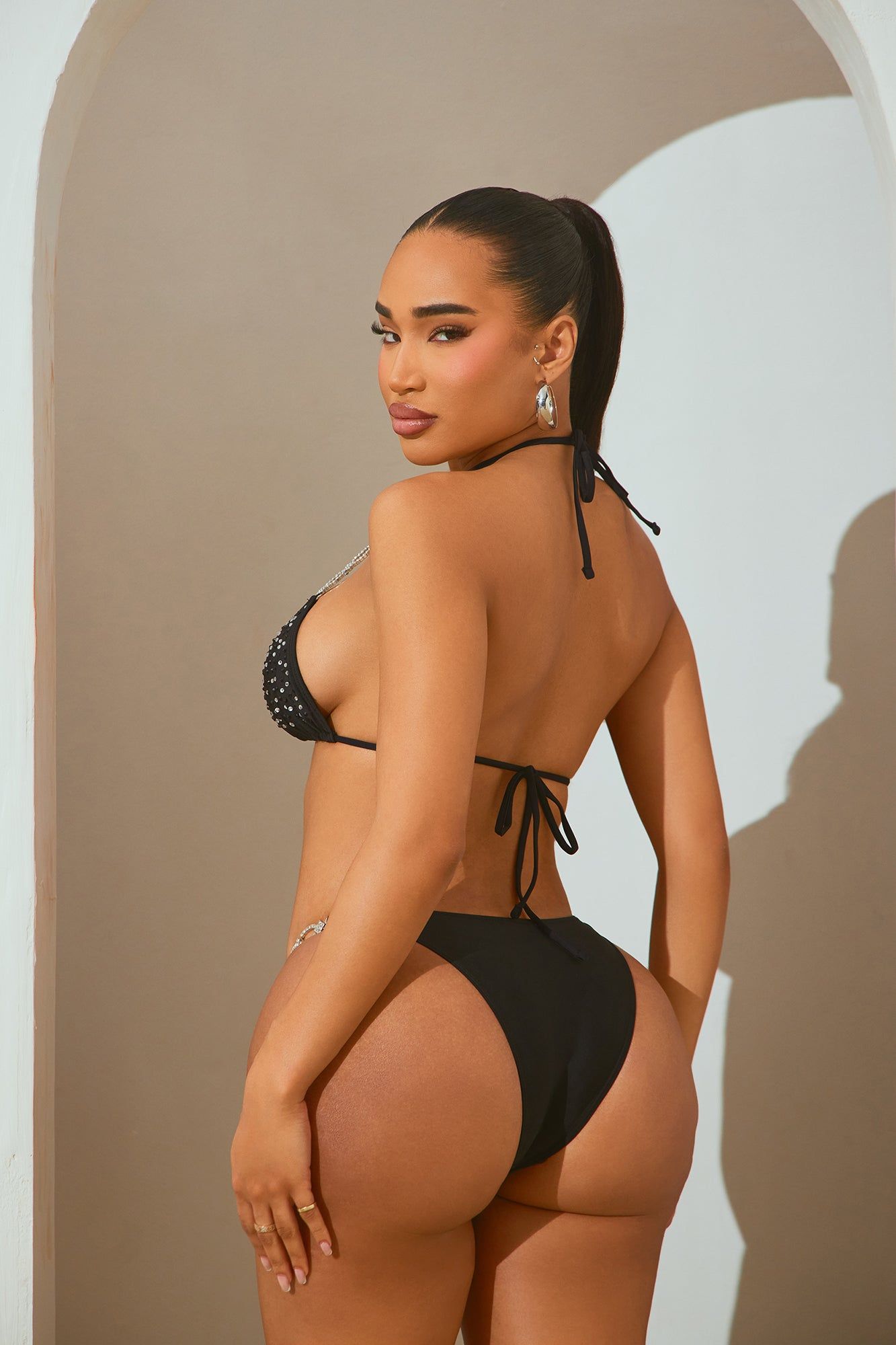 Kelly Rhinestone Chain 2 Piece Bikini - Black/combo sold by Fashion Nova product image thumbnail 4