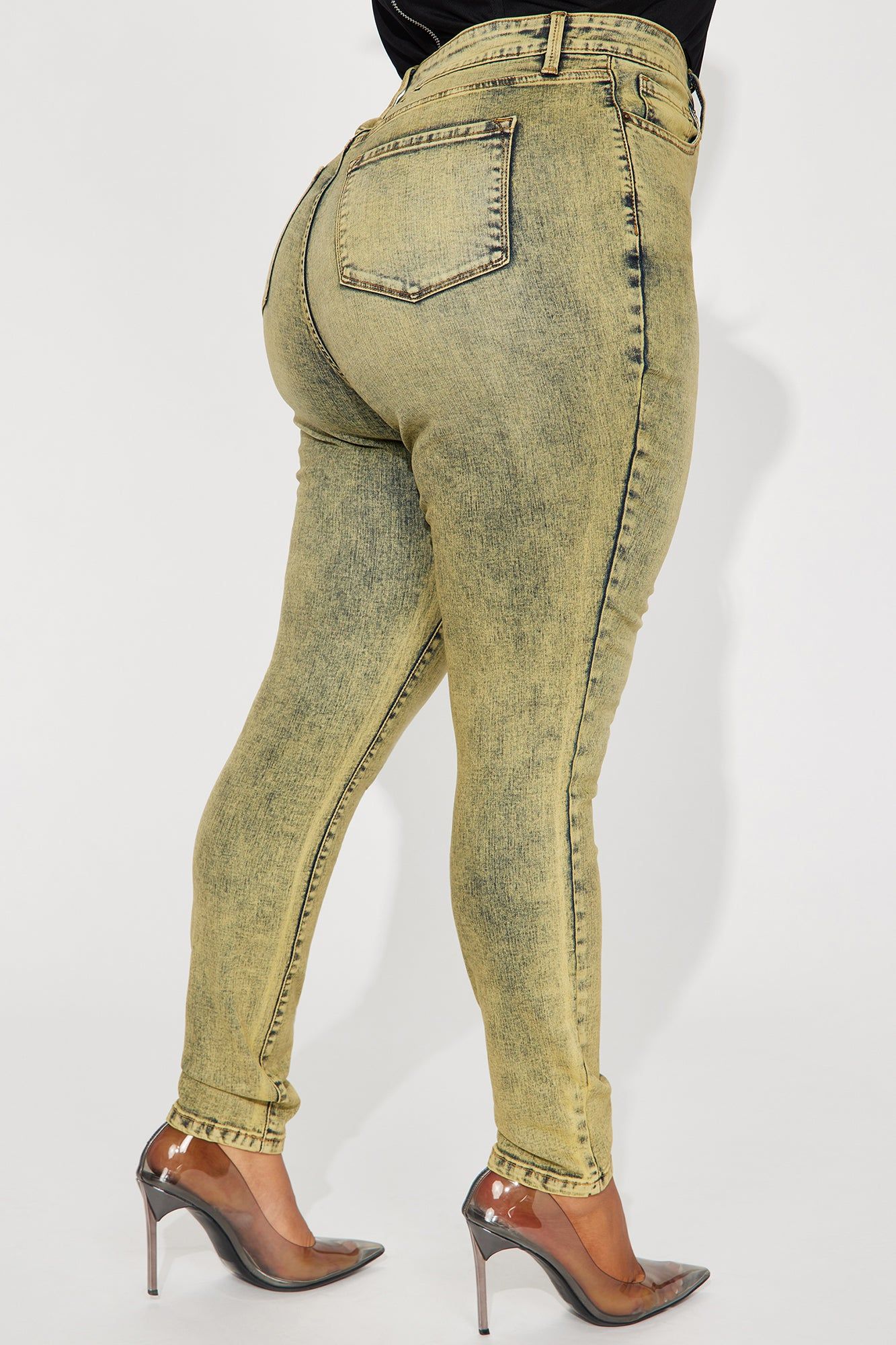 It's Giving High Stretch Curvy Skinny Jeans - Yellow sold by Fashion Nova product image thumbnail 7