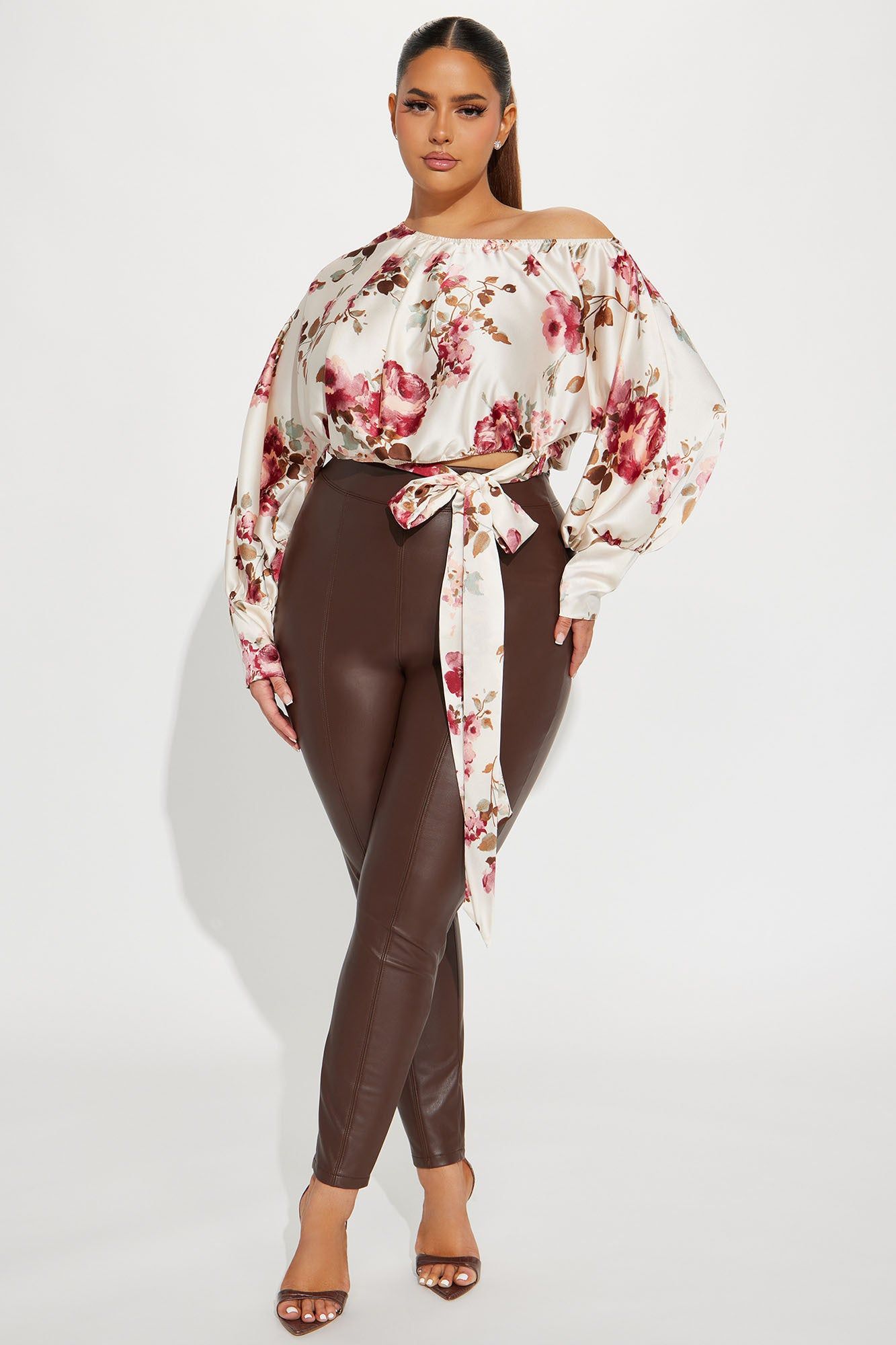 Time For Tea Satin Blouse - White/combo sold by Fashion Nova product image thumbnail 4