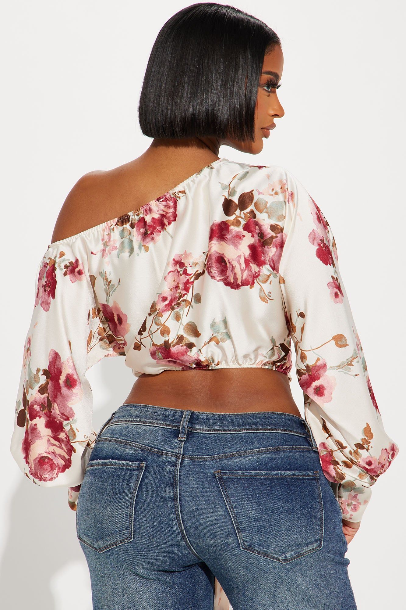 Time For Tea Satin Blouse - White/combo sold by Fashion Nova product image thumbnail 3