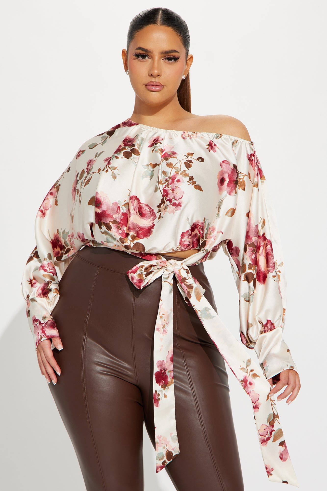 Time For Tea Satin Blouse - White/combo sold by Fashion Nova product image thumbnail 5