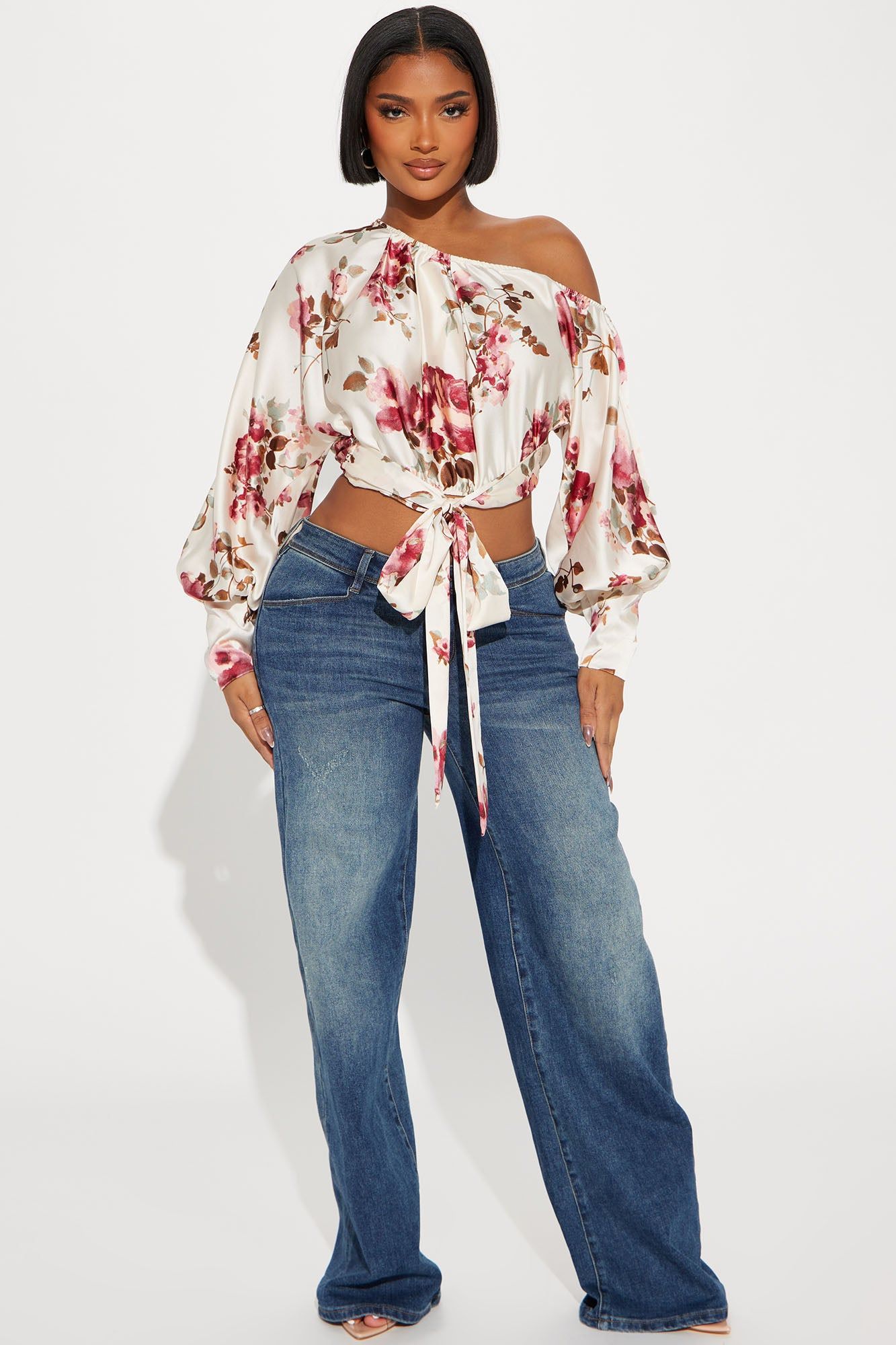 Time For Tea Satin Blouse - White/combo sold by Fashion Nova product image thumbnail 2