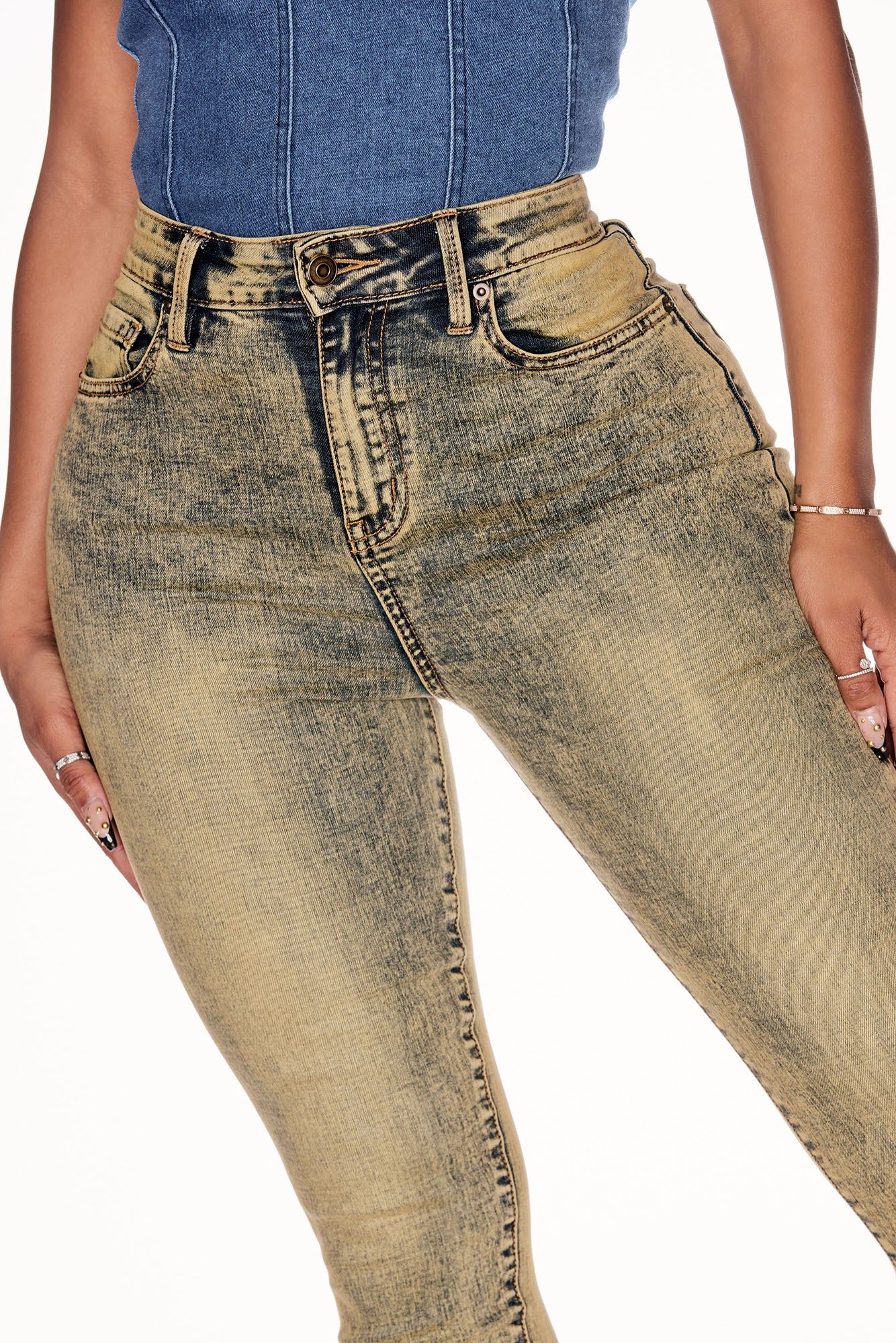 It's Giving High Stretch Curvy Skinny Jeans - Yellow sold by Fashion Nova product image thumbnail 3