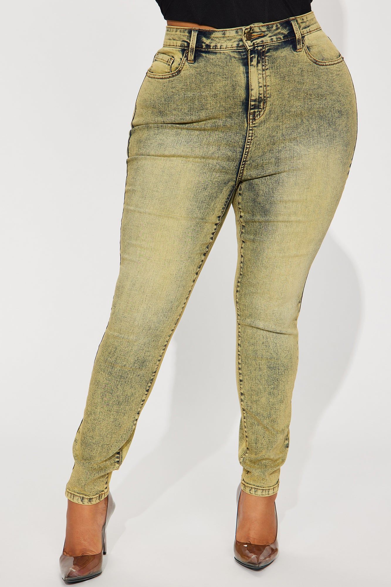 It's Giving High Stretch Curvy Skinny Jeans - Yellow sold by Fashion Nova product image thumbnail 6