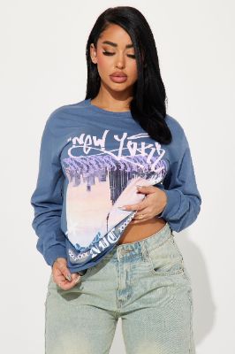 NYC Livin Tee - Denim sold by Fashion Nova