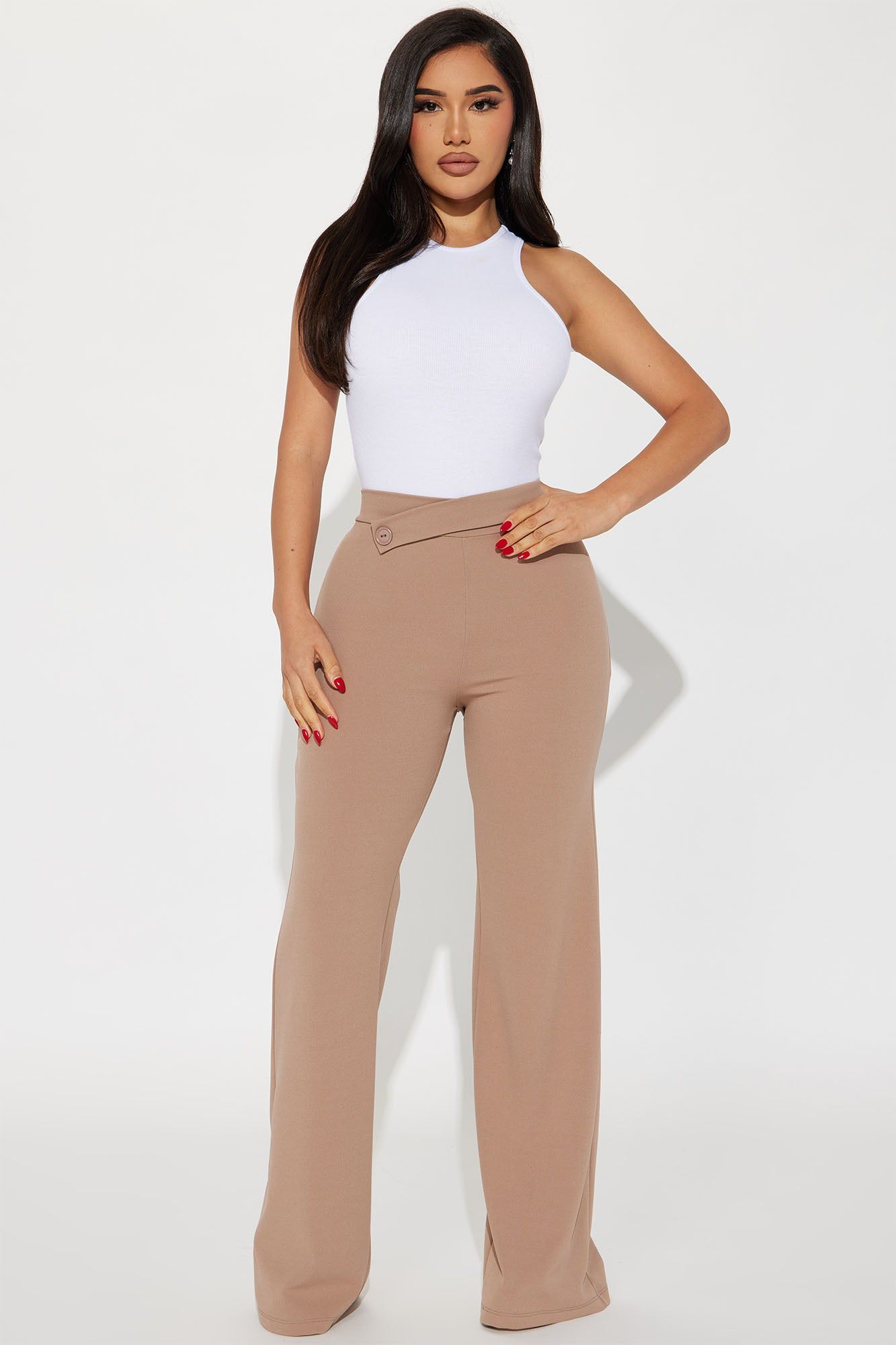 Rising Up Wide Leg Trouser - Taupe sold by Fashion Nova