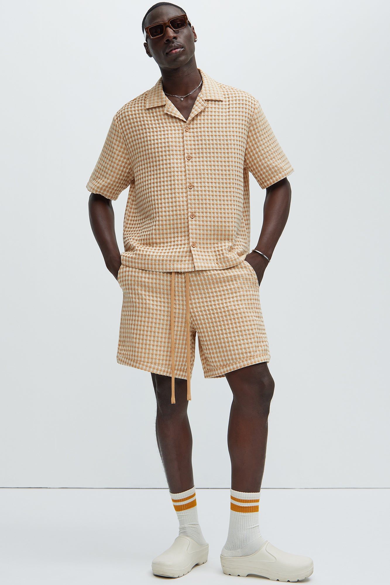 Dimensional Textured Button Up Shirt - Cream/combo sold by Fashion Nova product image thumbnail 2