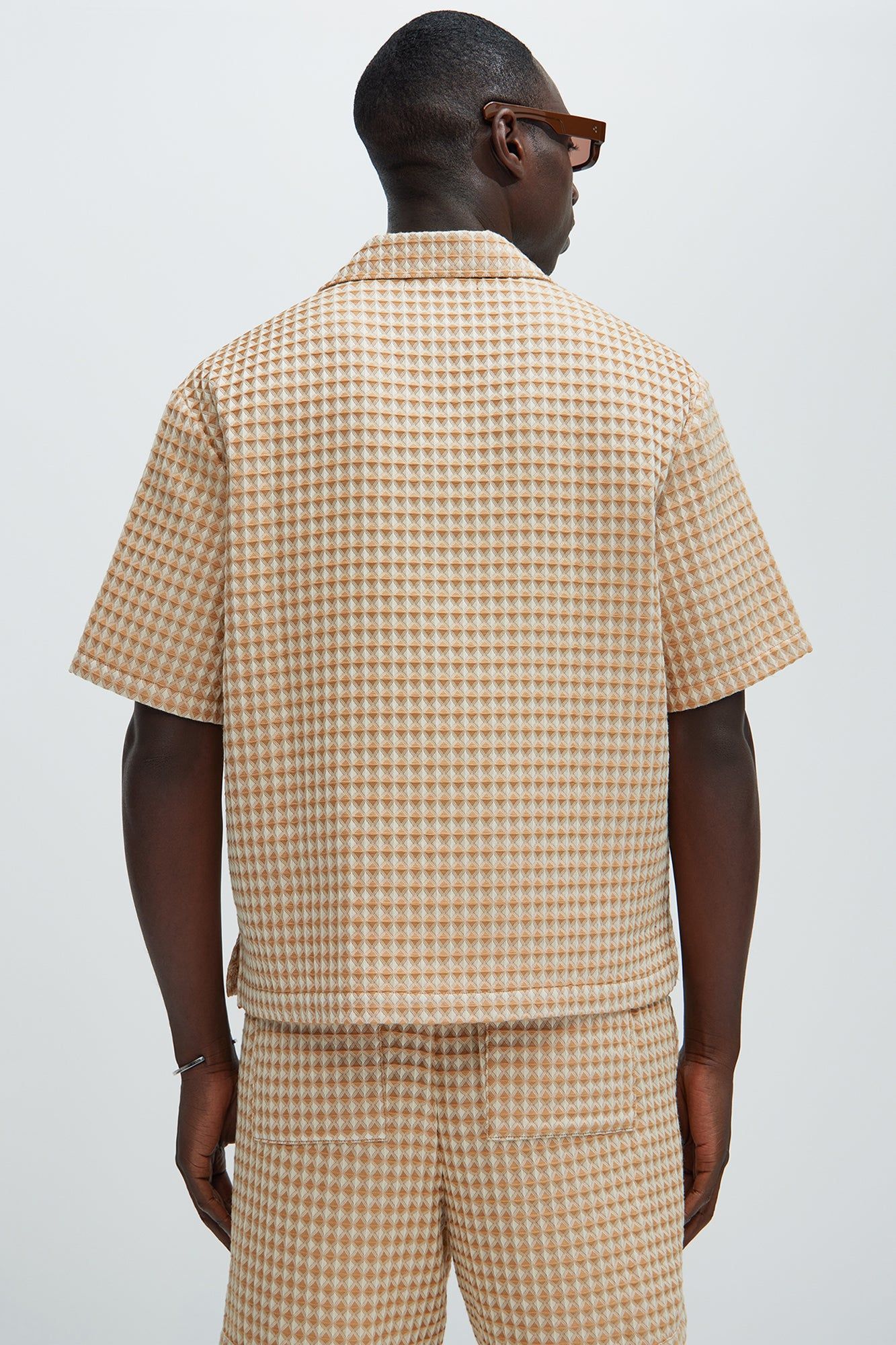 Dimensional Textured Button Up Shirt - Cream/combo sold by Fashion Nova product image thumbnail 4