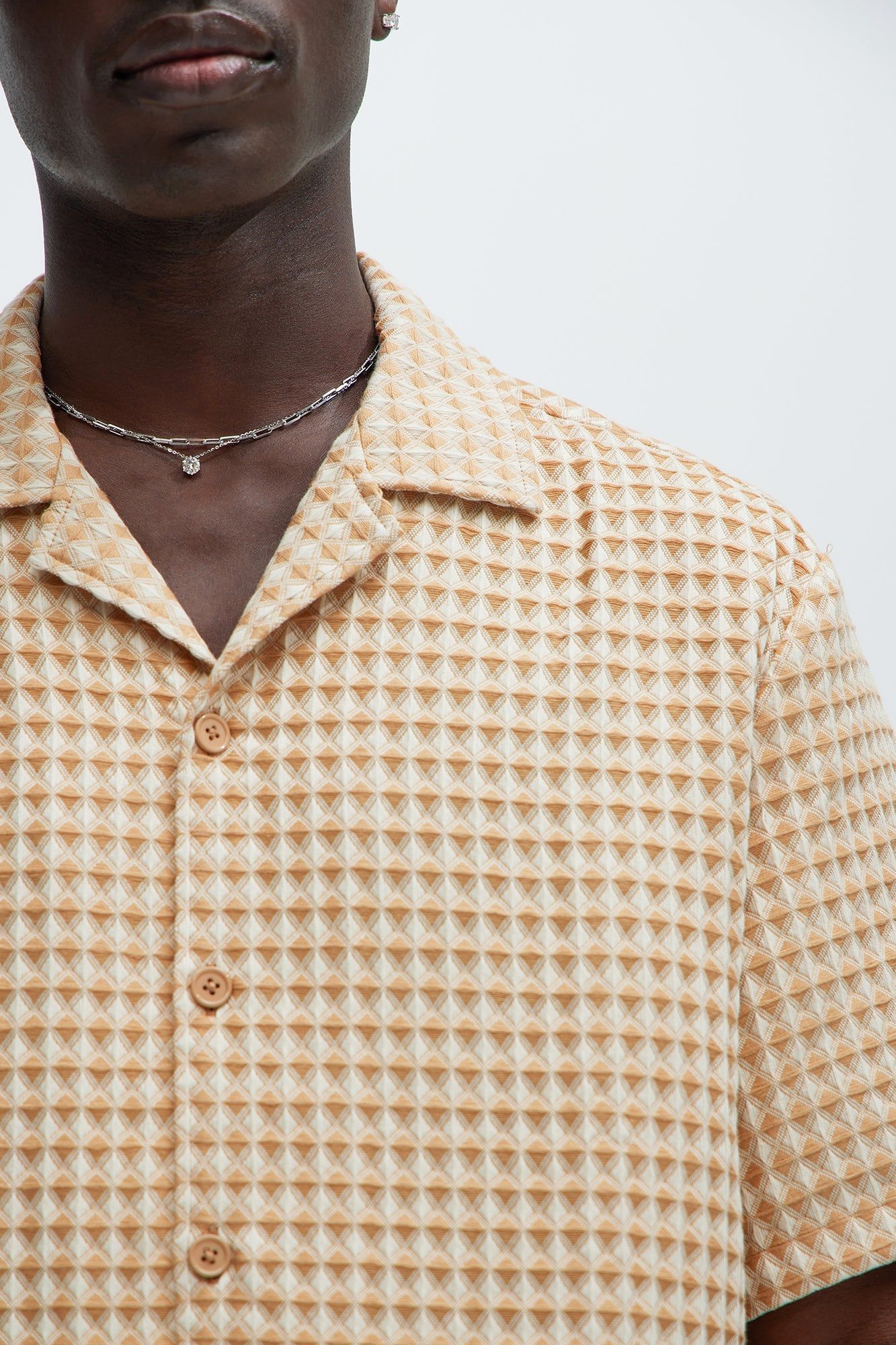 Dimensional Textured Button Up Shirt - Cream/combo sold by Fashion Nova product image thumbnail 3