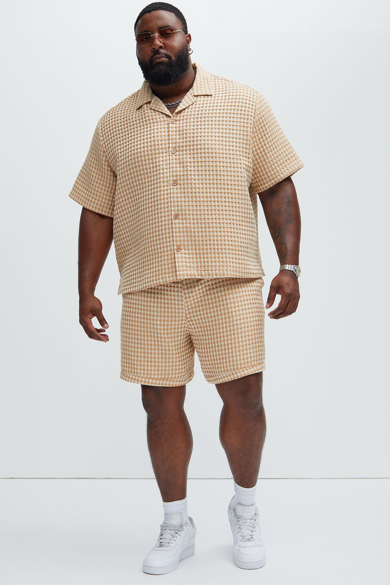 Dimensional Textured Button Up Shirt - Cream/combo sold by Fashion Nova product image thumbnail 5