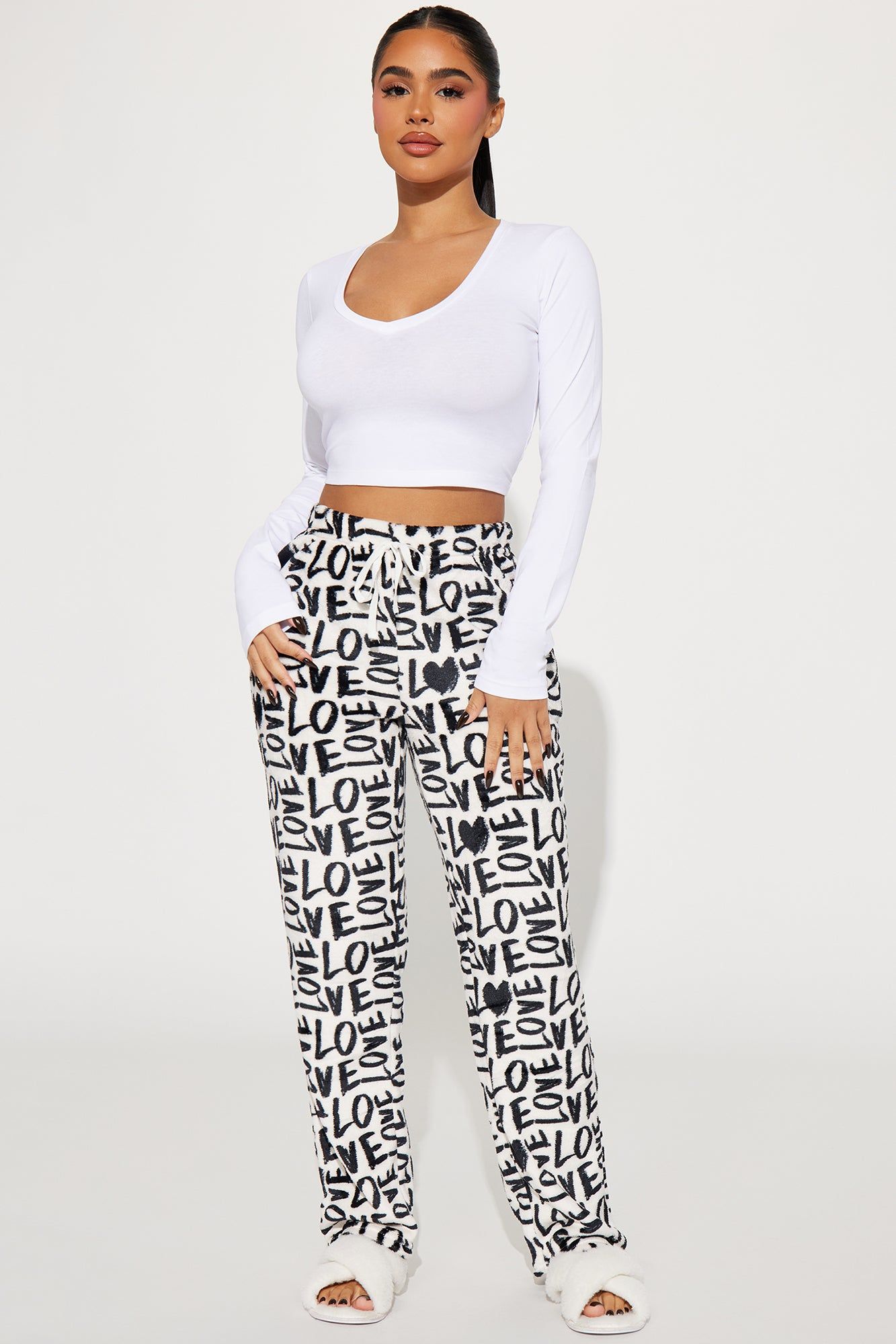 Love To Sleep Plush PJ Pant - Black/combo sold by Fashion Nova