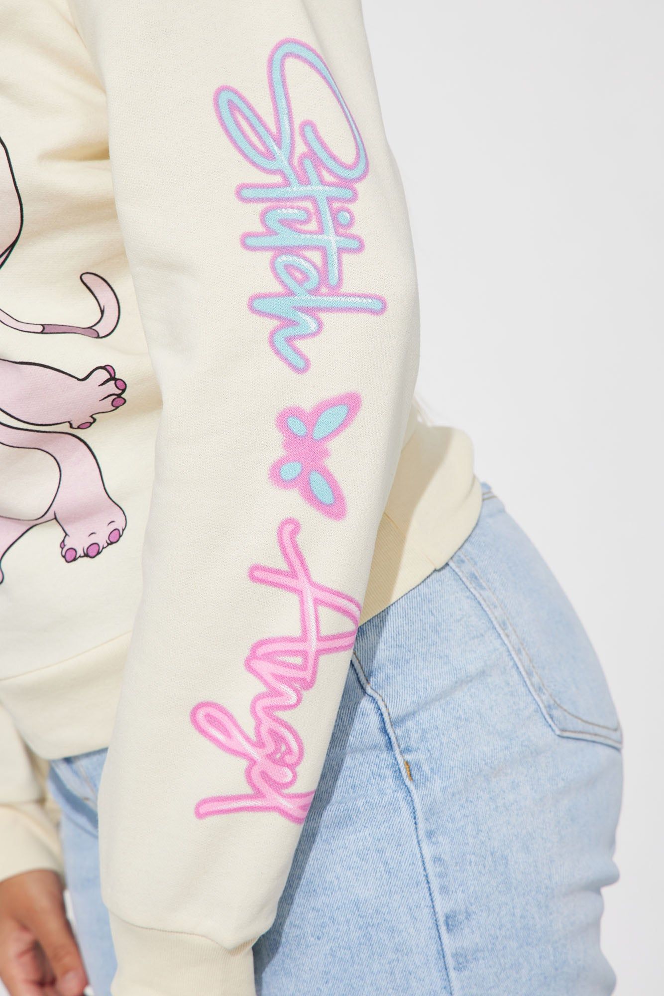 Stitch And Angel Graphic Sweatshirt - Cream sold by Fashion Nova product image thumbnail 4