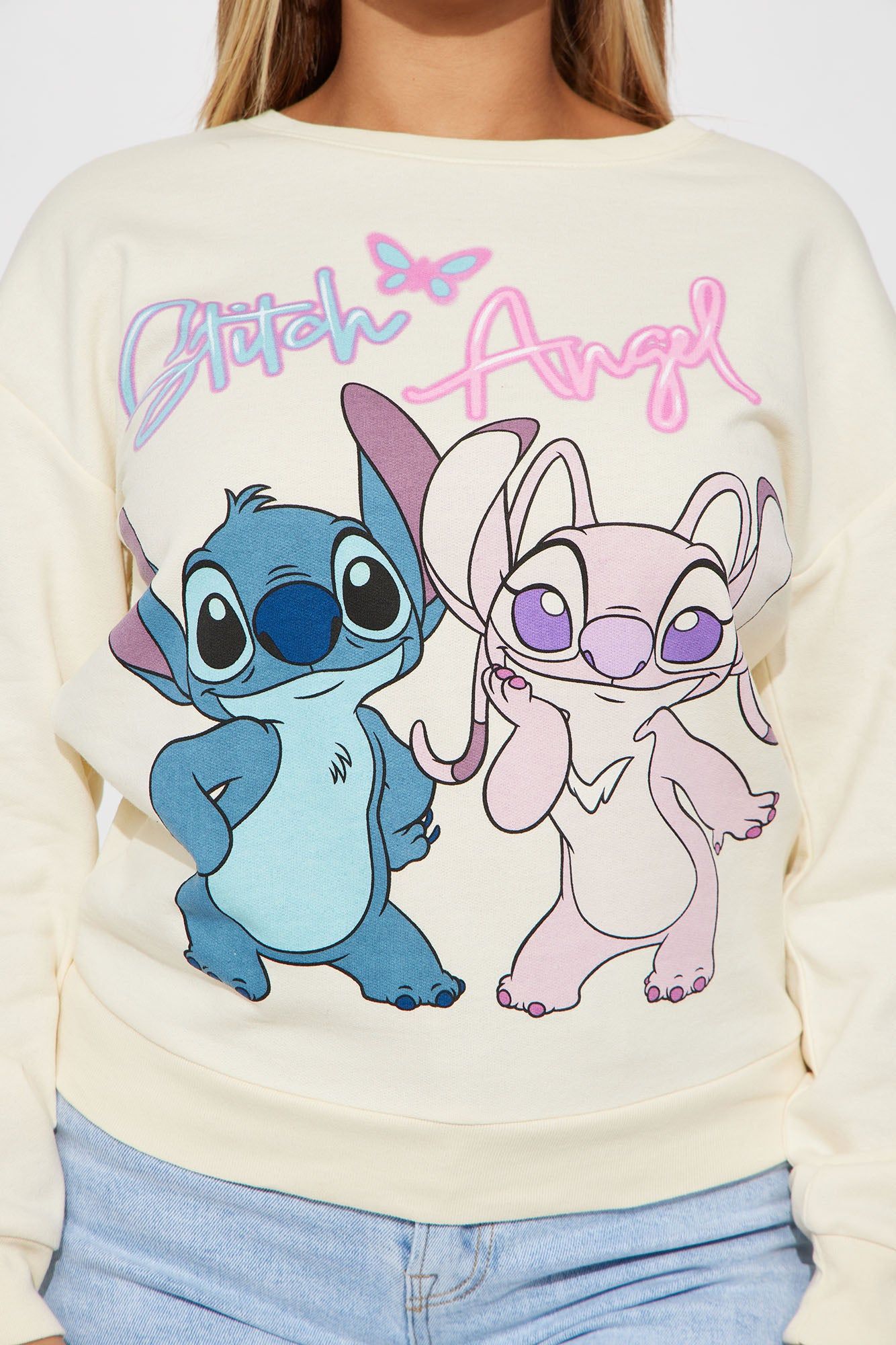 Stitch And Angel Graphic Sweatshirt - Cream sold by Fashion Nova product image thumbnail 3