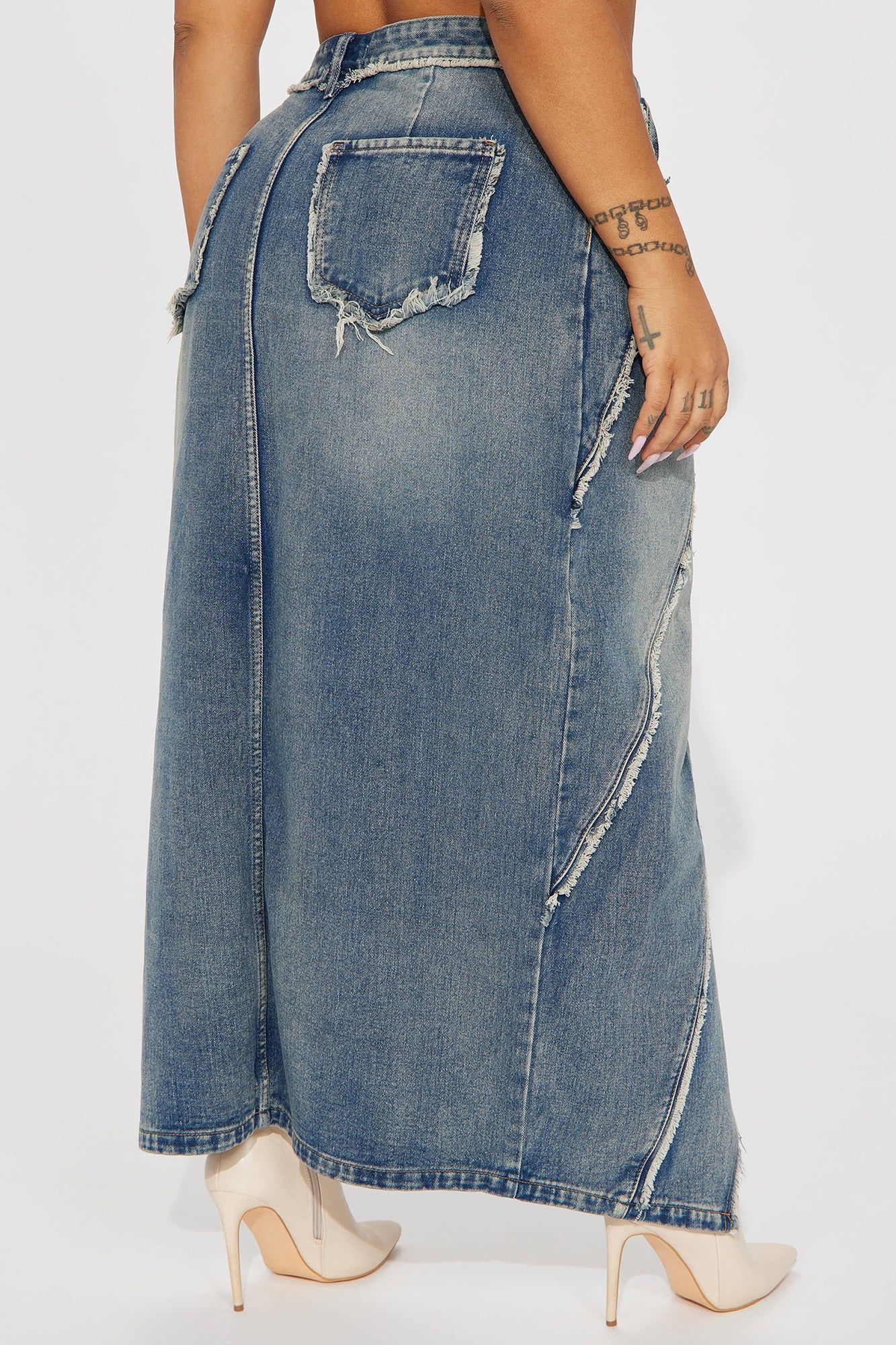 Yuma Tinted Denim Midi Skirt - Medium Wash sold by Fashion Nova product image thumbnail 6