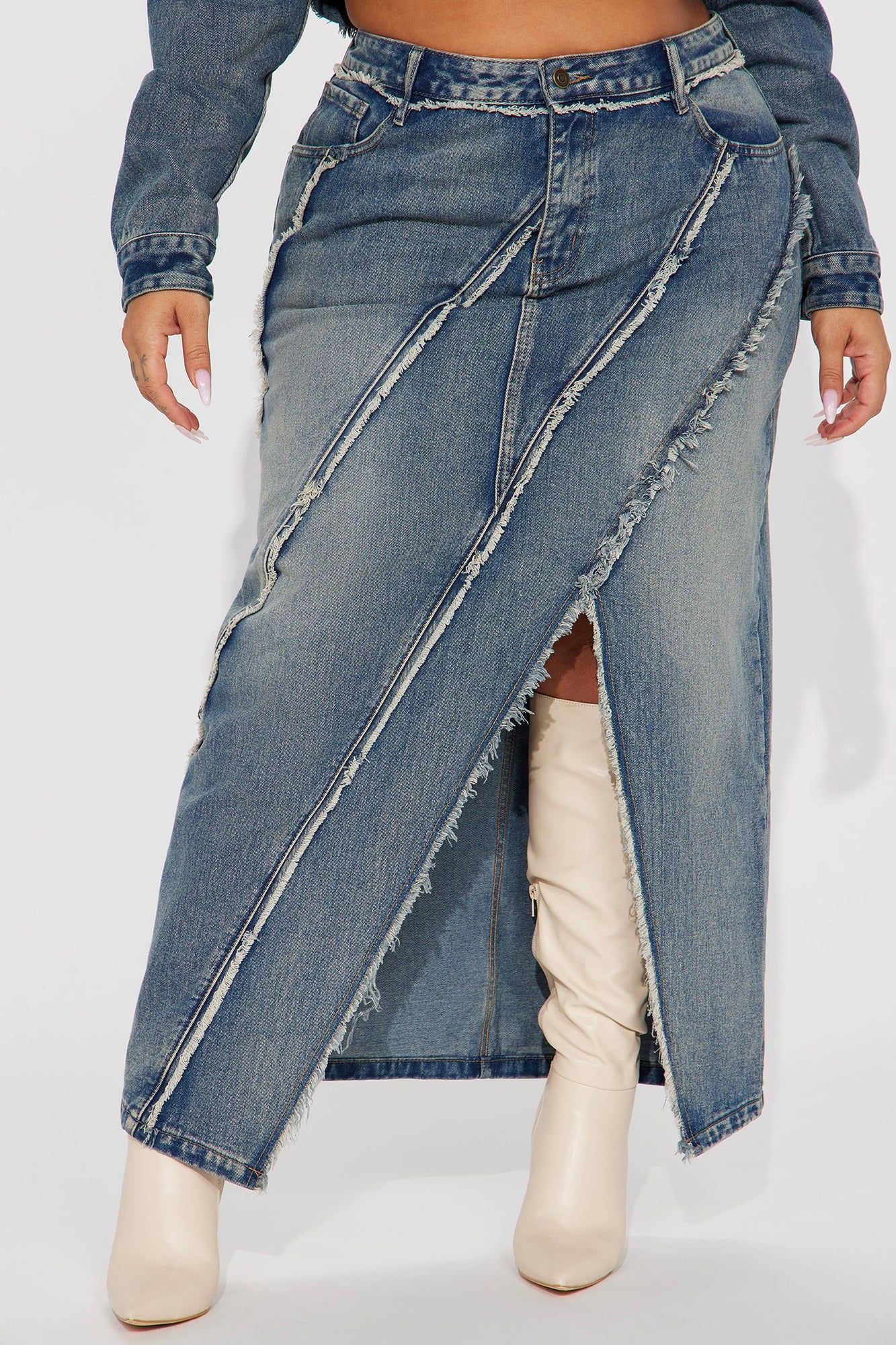 Yuma Tinted Denim Midi Skirt - Medium Wash sold by Fashion Nova product image thumbnail 5