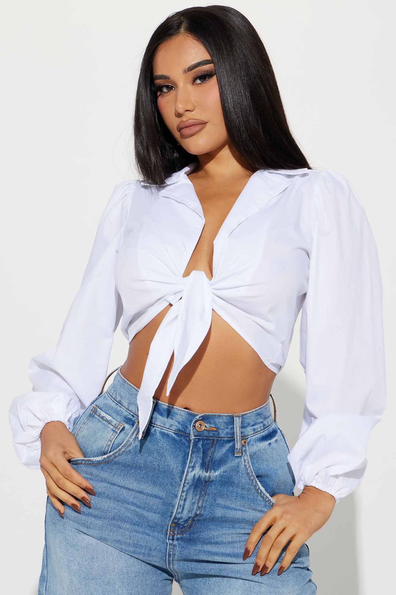 Carmen Poplin Blouse Top - White sold by Fashion Nova