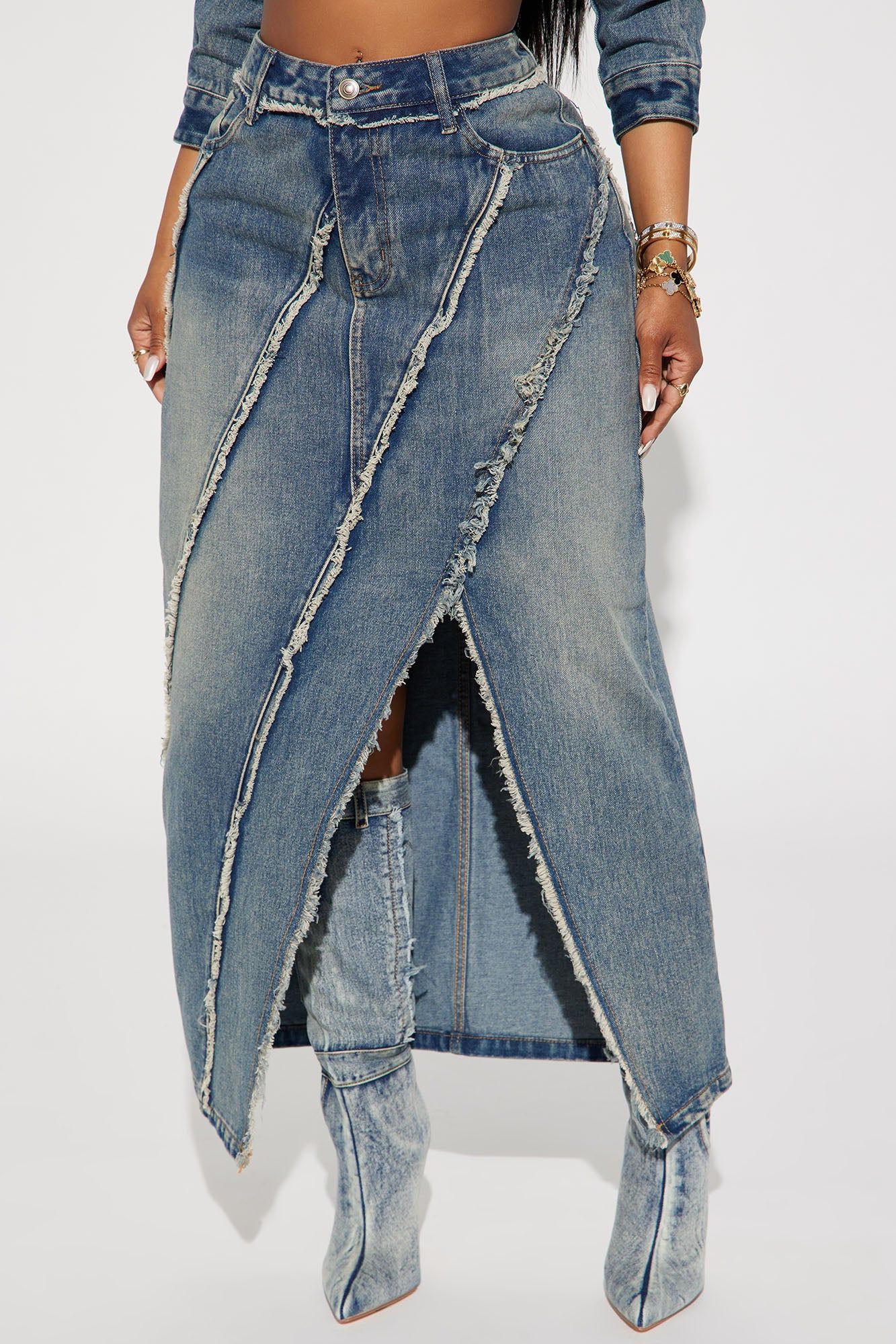 Yuma Tinted Denim Midi Skirt - Medium Wash sold by Fashion Nova product image thumbnail 2