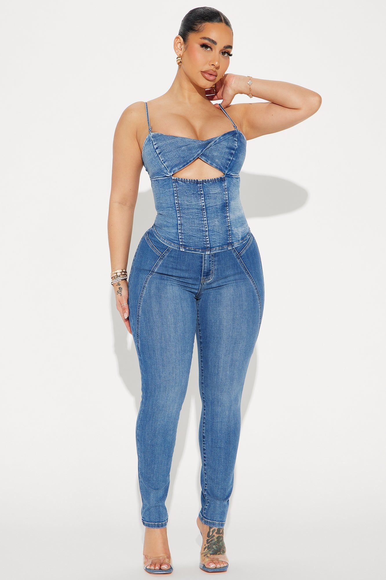 Bounce Back Stretch Moto Skinny Jeans - Medium Wash sold by Fashion Nova