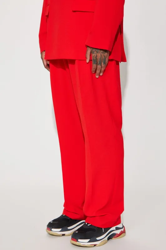 Golden Hour Pleated Loose Trousers - Red sold by Fashion Nova