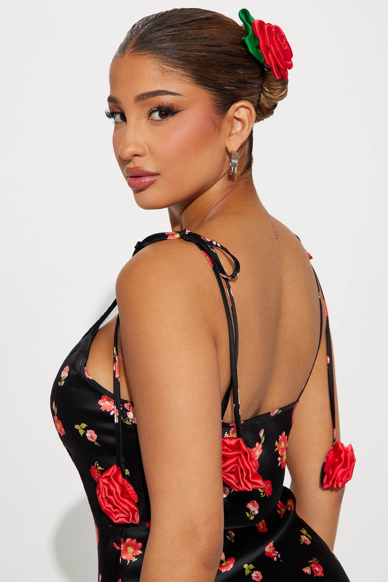 Nikki Satin Midi Dress - Black/combo sold by Fashion Nova product image thumbnail 3