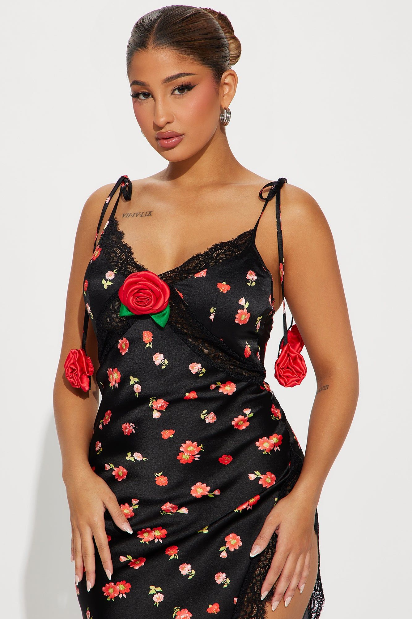 Nikki Satin Midi Dress - Black/combo sold by Fashion Nova product image thumbnail 2