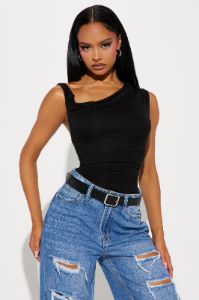Kylie Off Shoulder Bodysuit - Black sold by Fashion Nova