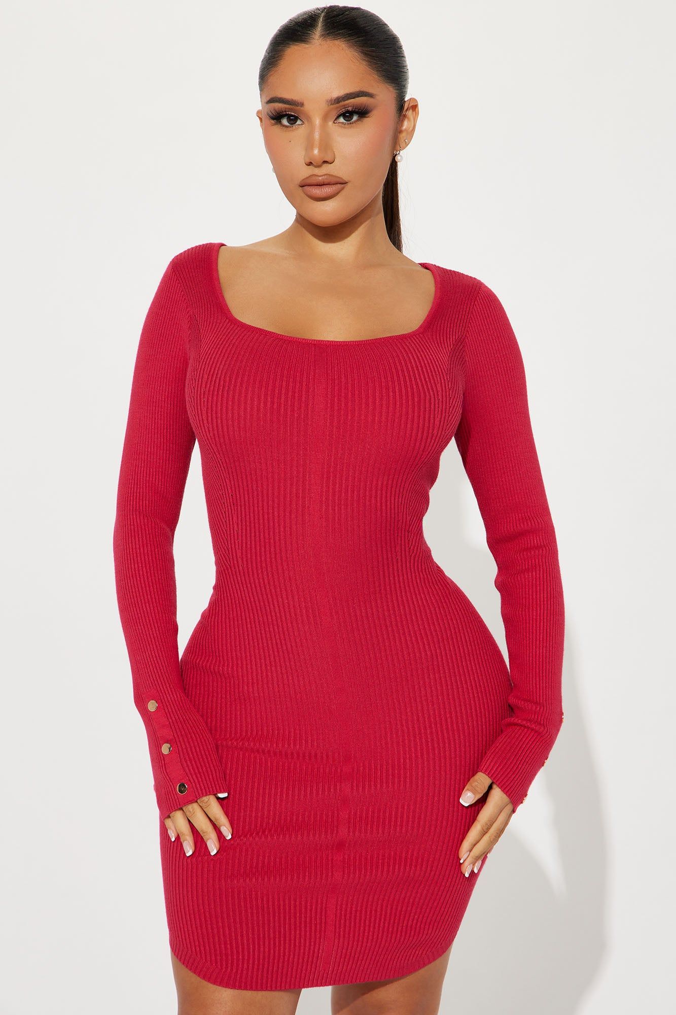 Nellie Ribbed Mini Dress - Magenta sold by Fashion Nova